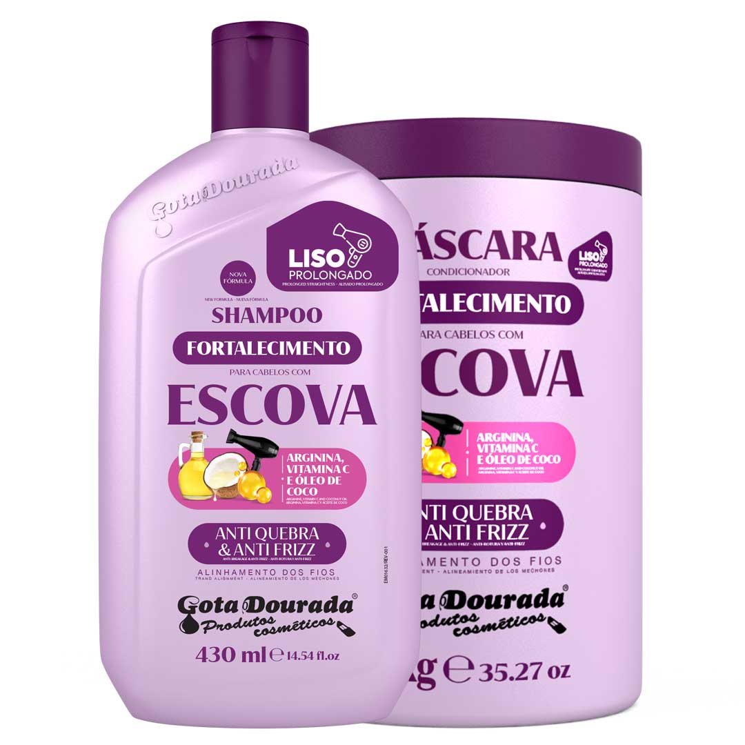 Gota Dourada Cabelo com Escova kit
