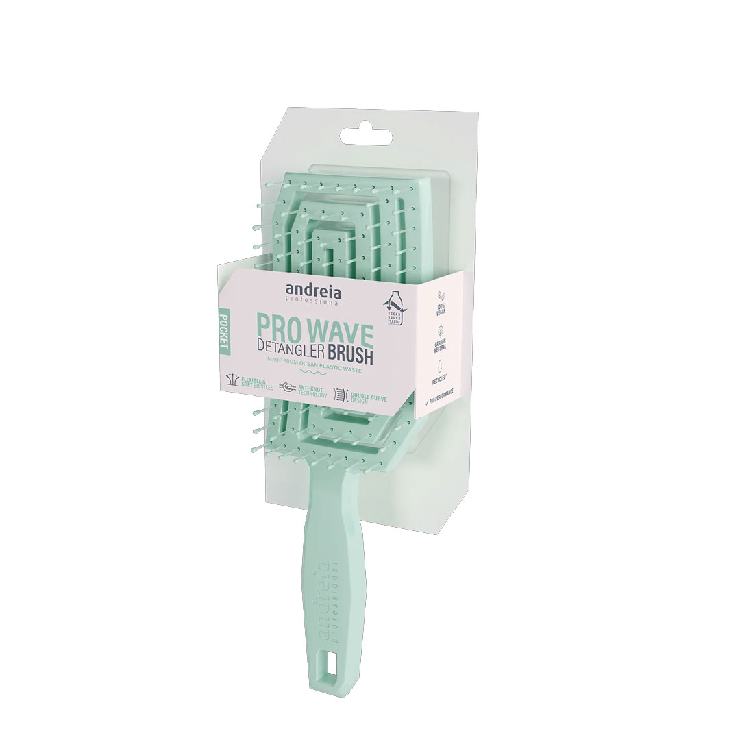 Andreia escova Pro Wave detangler brush pocket green
