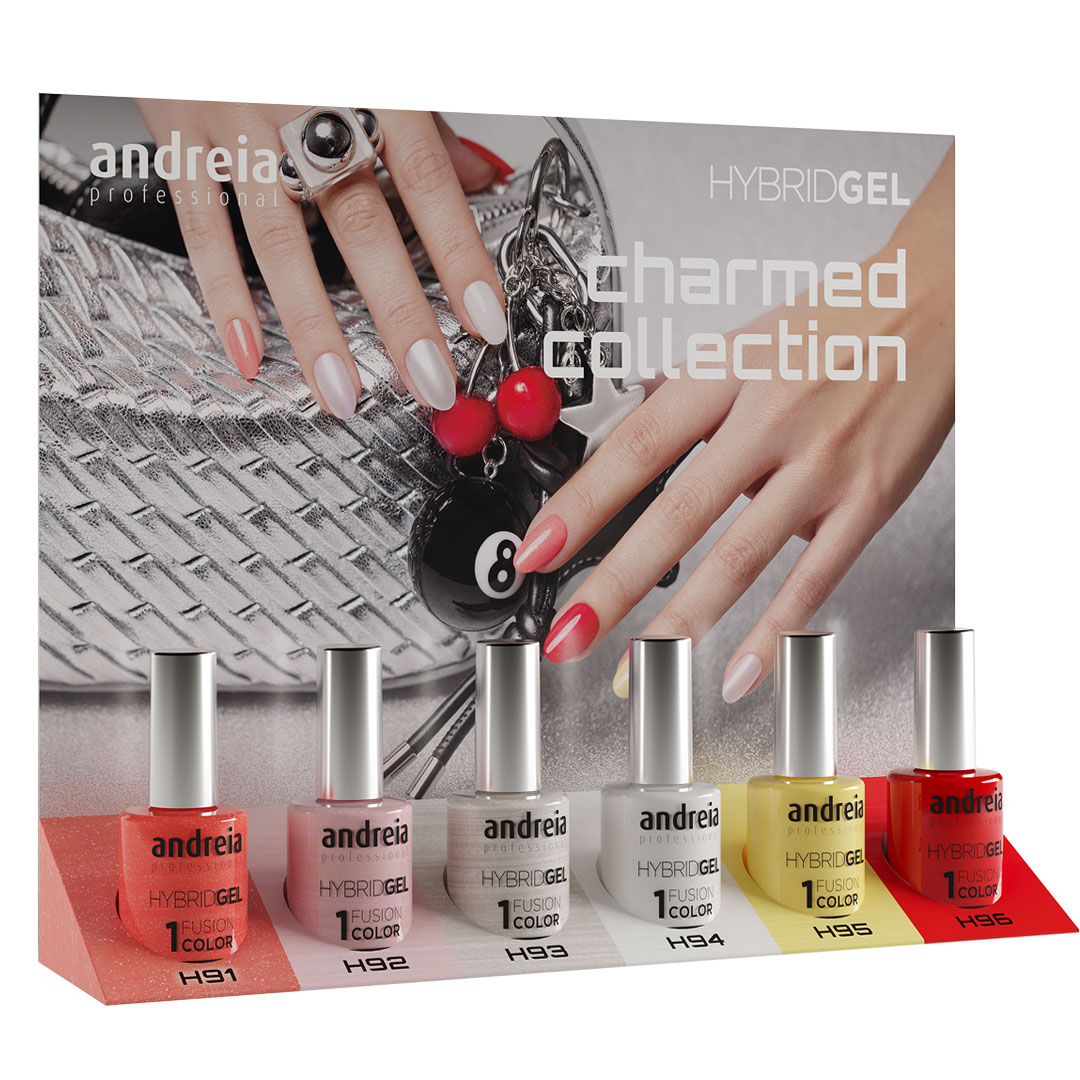 Andreia verniz híbrido de unhas coleção Charmed Collection com expositor