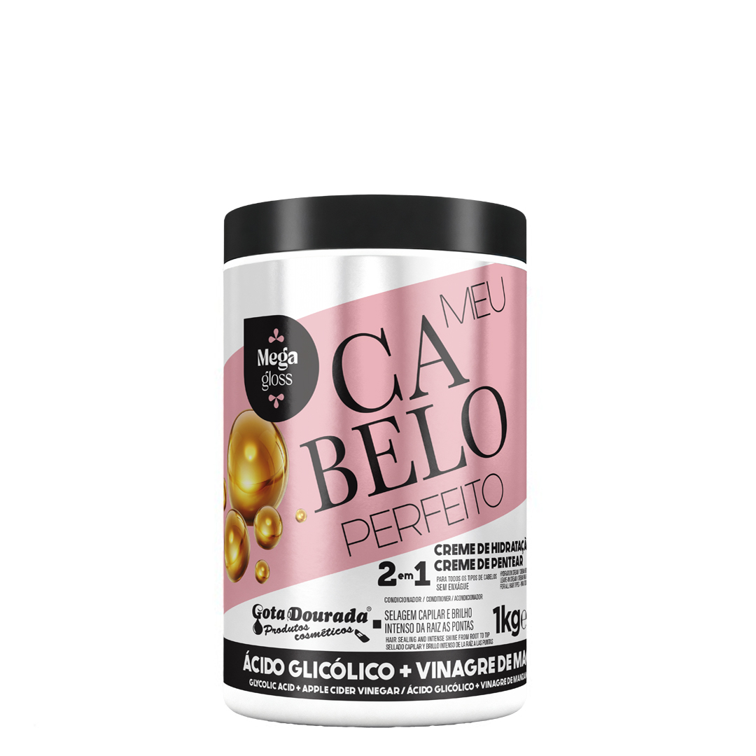 Gota Dourada Meu Cabelo Perfeito creme+máscara 2 em 1 ácido glicólico