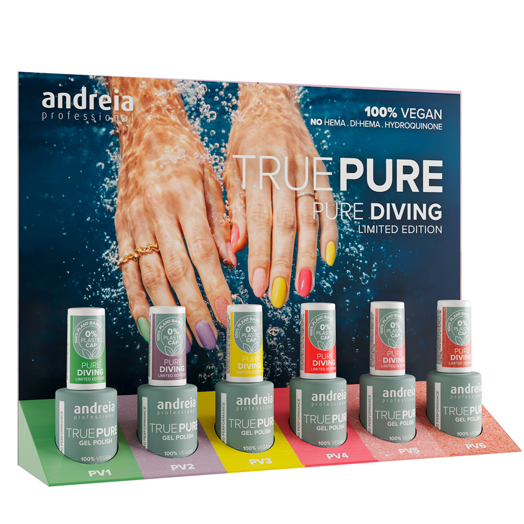 Andreia verniz gel True Pure coleção Pure Diving com expositor