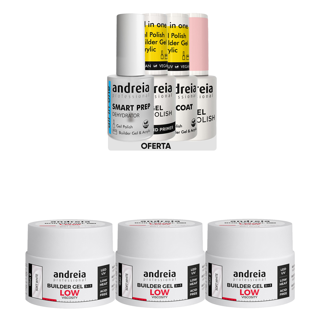 Andreia Gel de construção de unhas baixa viscosidade branco suave pack