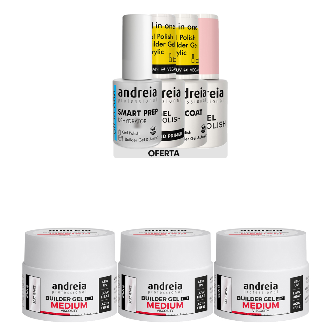 Andreia Gel de construção média viscosidade branco leitoso pack