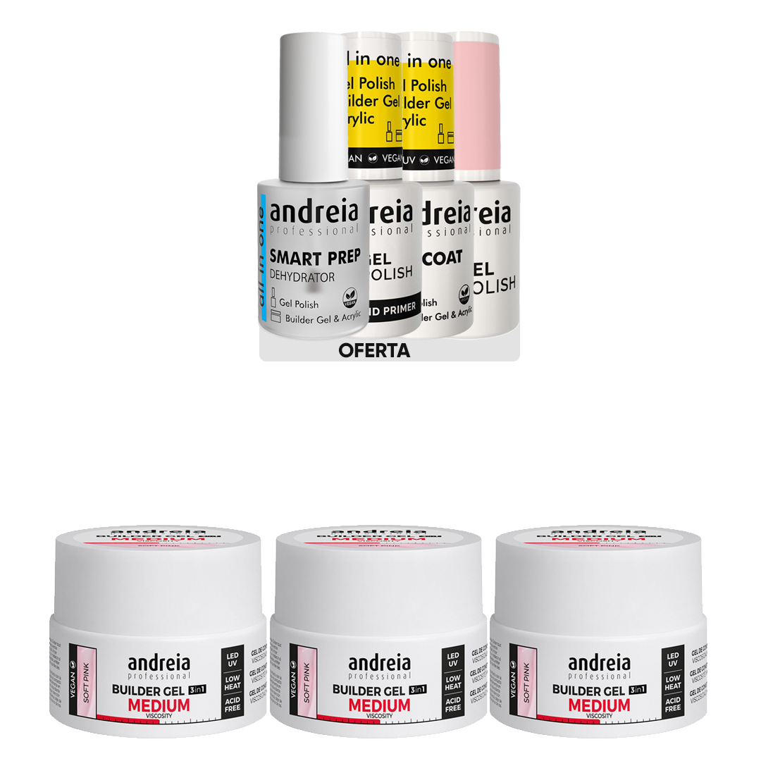 Andreia Gel de construção média viscosidade rosa leitoso pack