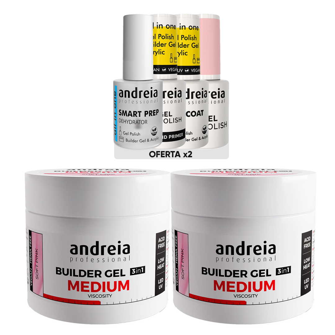 Andreia Hard Gel de construção de unhas média viscosidade soft pink pack